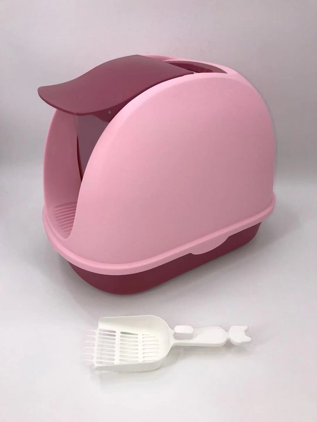 YES4PETS Portable Hooded Cat Toilet Litter Box Tray House with Handle and Scoop Pink