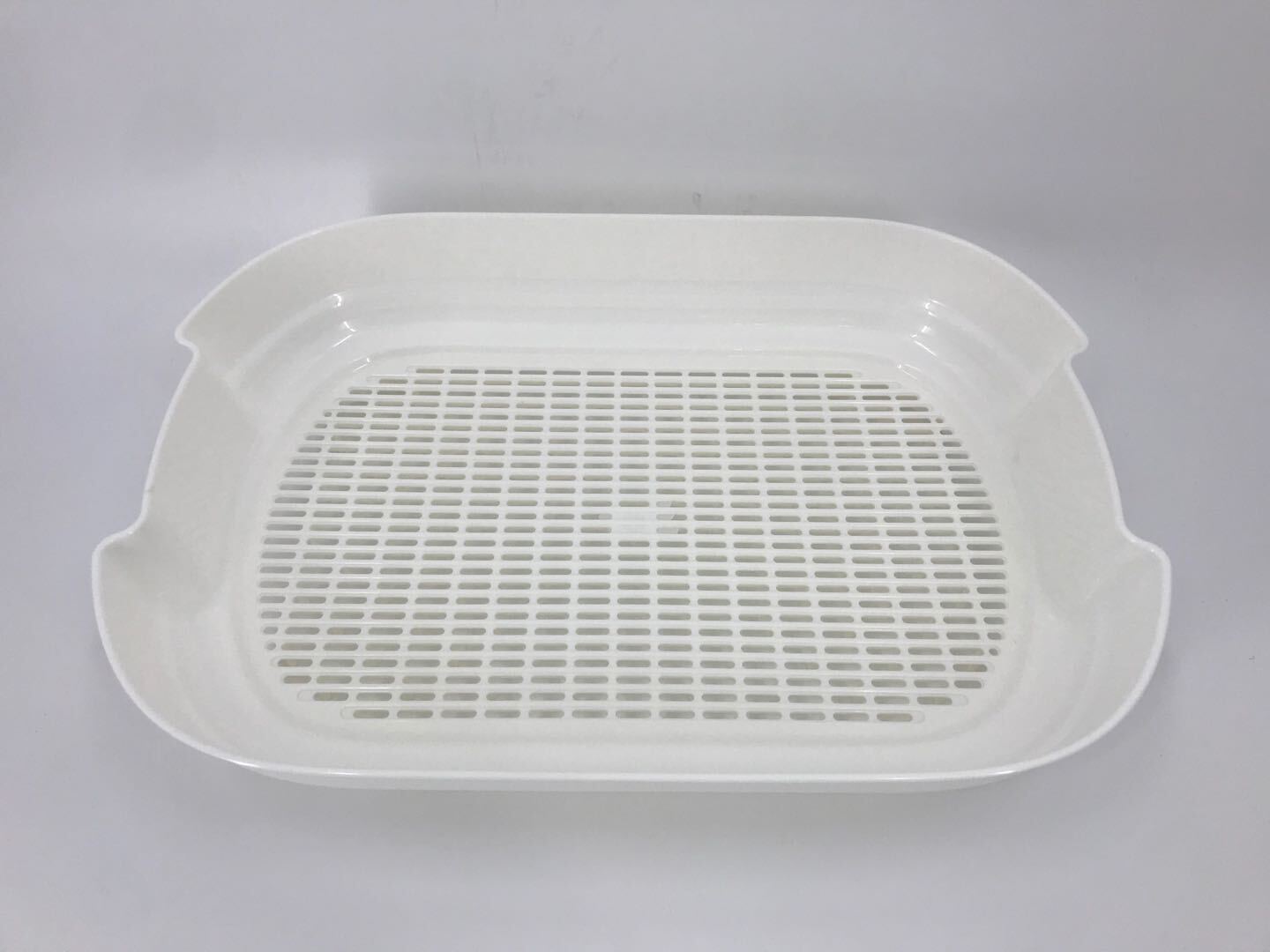 Cat Toilet Litter Box Portable Hooded Tray House with Scoop & Grid Tray - White