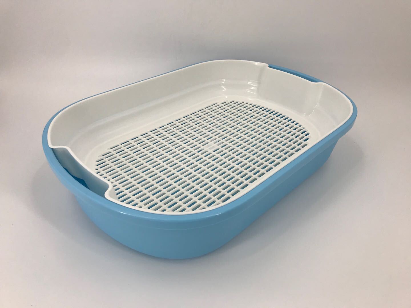 Portable Cat Toilet Litter Box Tray House with Scoop & Grid Tray - Large Blue