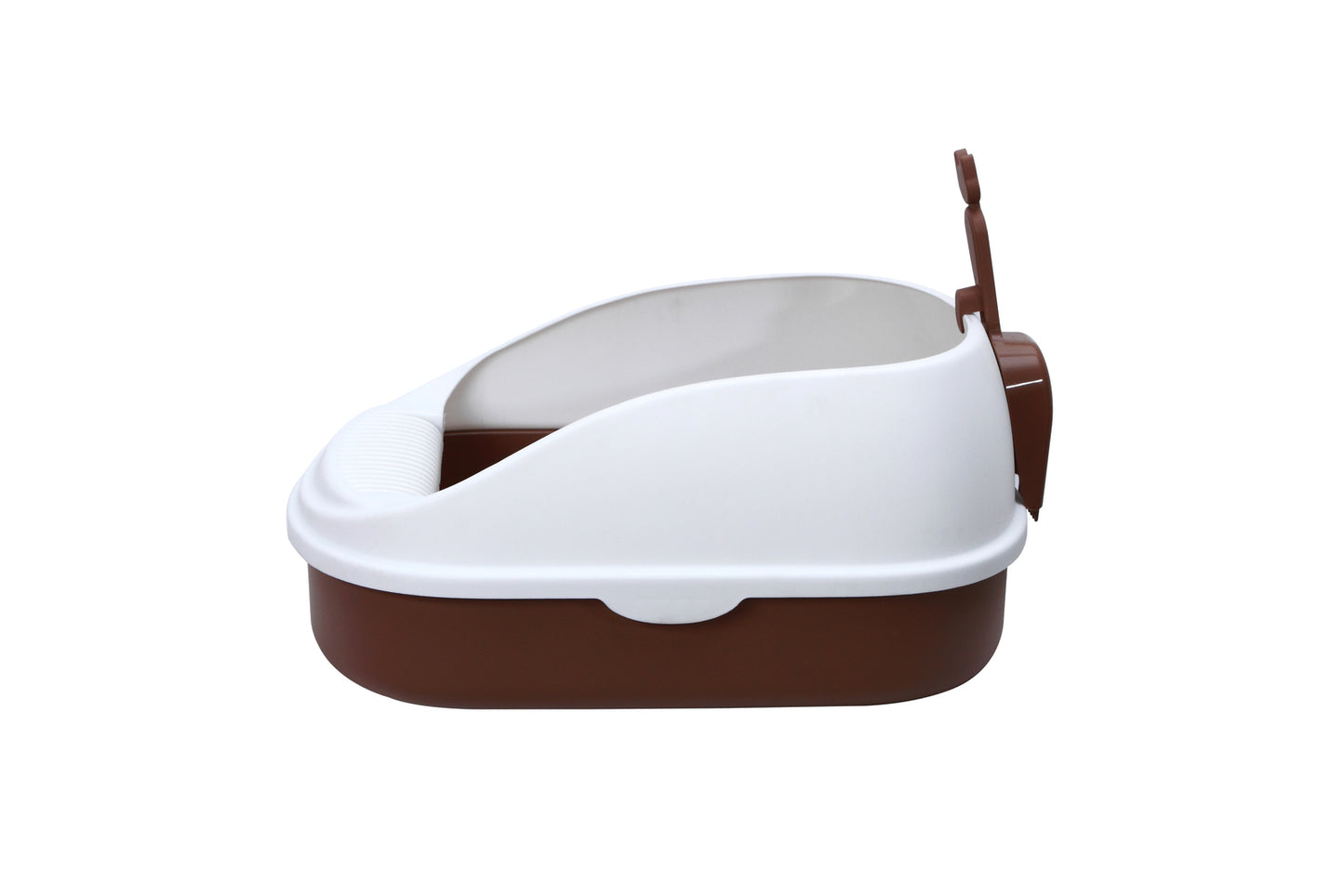 Portable Cat Toilet Litter Box Tray with Scoop & Grid Tray - Large Brown