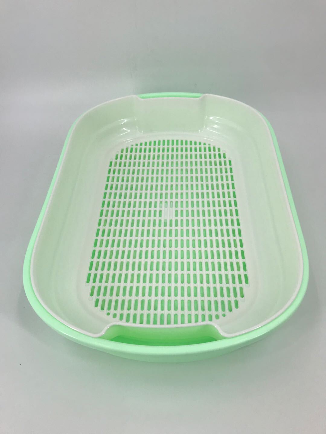 Portable Cat Toilet Litter Box Tray with Scoop & Grid Tray - Large Green