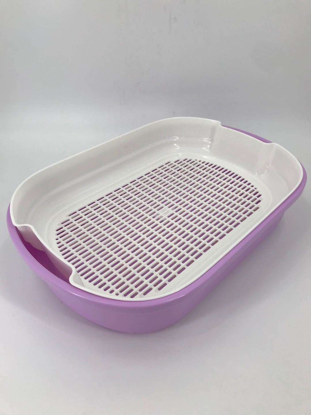 Portable Cat Toilet Litter Box Tray with Scoop & Grid Tray - Large Purple