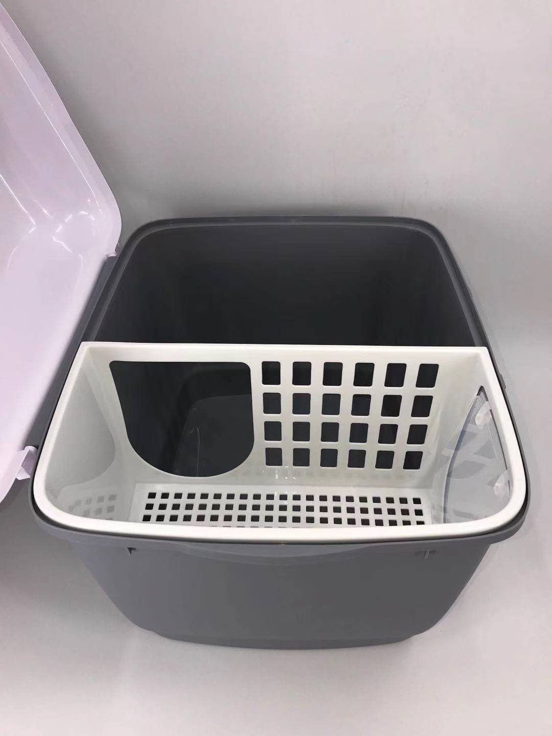 Cat Toilet Litter Box XL Portable Hooded Tray House with Handle and Scoop - Grey