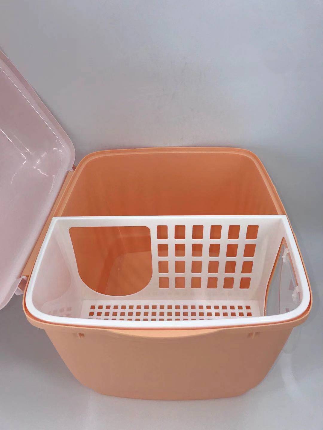 Cat Toilet Litter Box XL Portable Hooded Tray House with Handle and Scoop - Orange