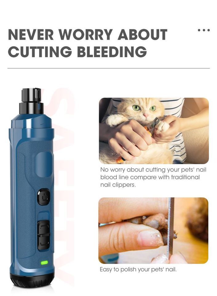 Pet Dog Cat Quiet Nail Grinder Clipper Cutter Grooming Trimmer