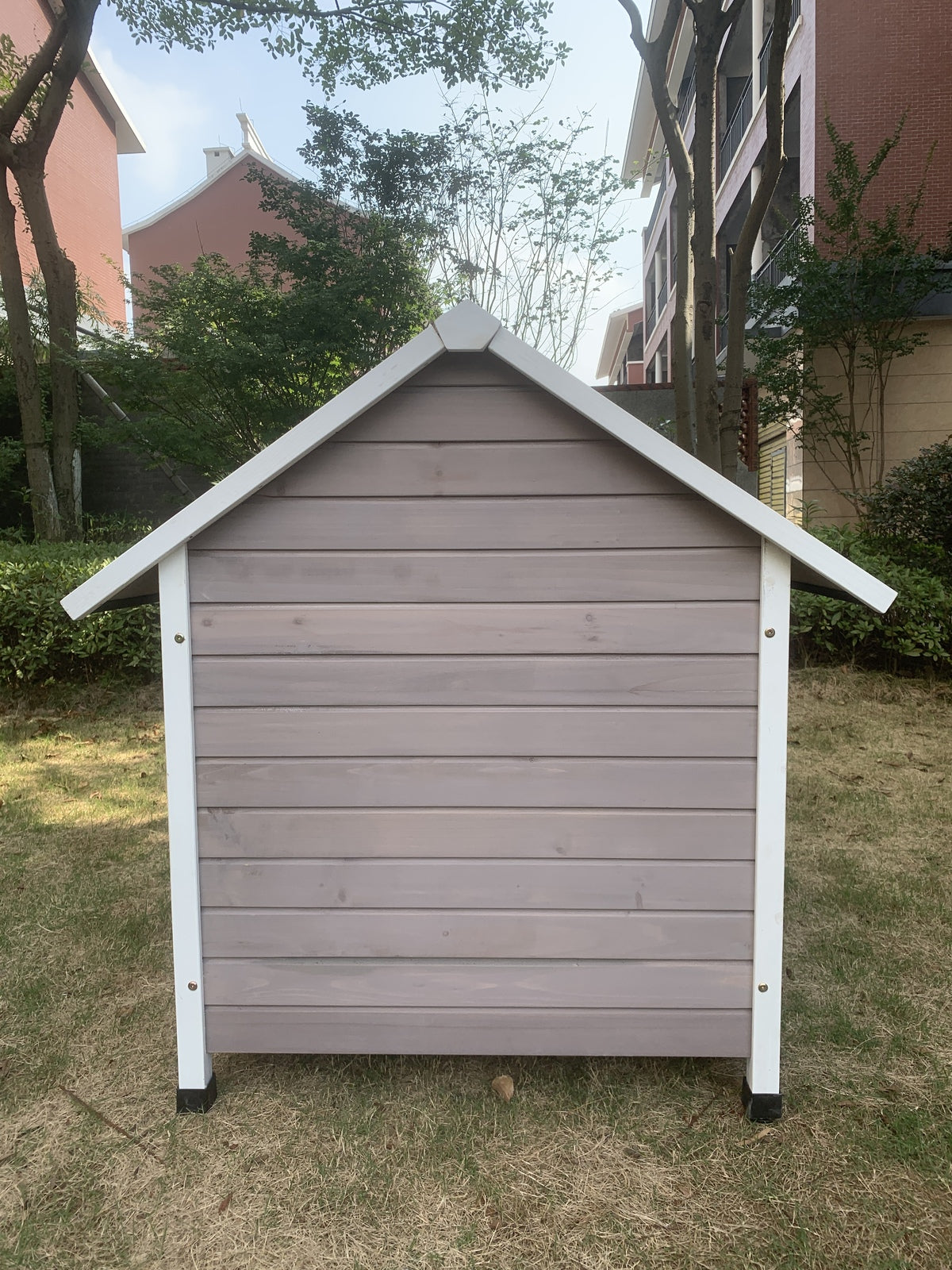 Timber Pet Dog Kennel House Puppy Wooden Cabin with Door - Grey