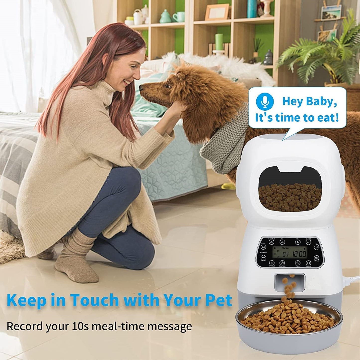 Pet Dog Cat Feeder Automatic Digital Food Bowl Dispenser 3.5L Visible