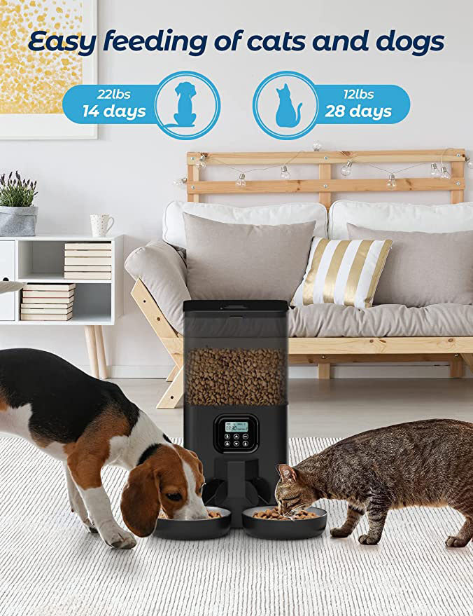 Pet Feeder 6L Automatic Digital Dog Cat Dispenser with Double Food Bowl