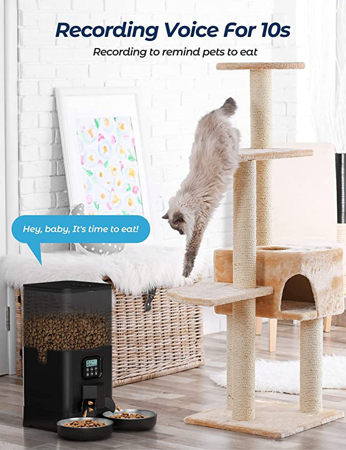 Pet Feeder 6L Automatic Digital Dog Cat Dispenser with Double Food Bowl