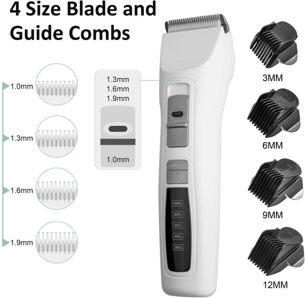 Pet Dog Clipper Kit Cordless Blade Set for Cat Animal Hair Grooming - White