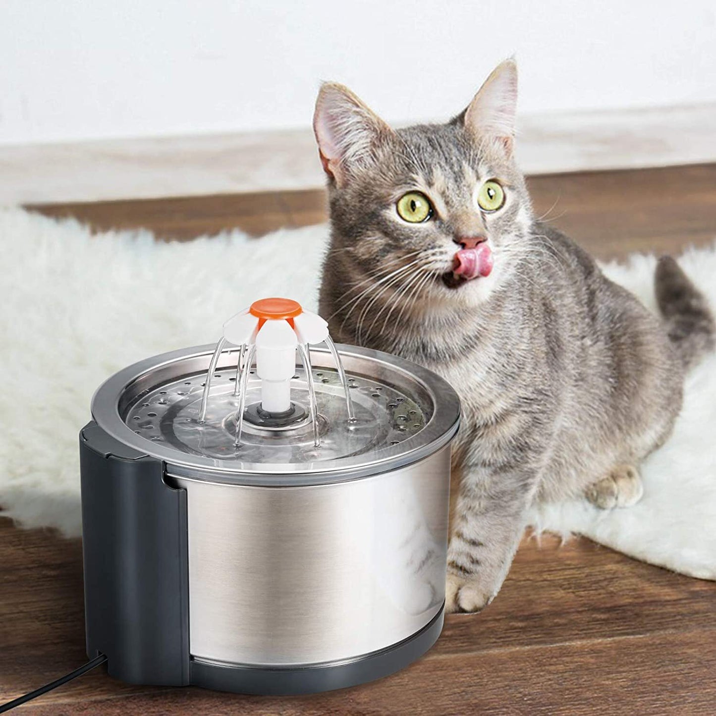 Automatic Pet Water Fountain Dog Cat Stainless Steel Feeder Bowl Dispenser