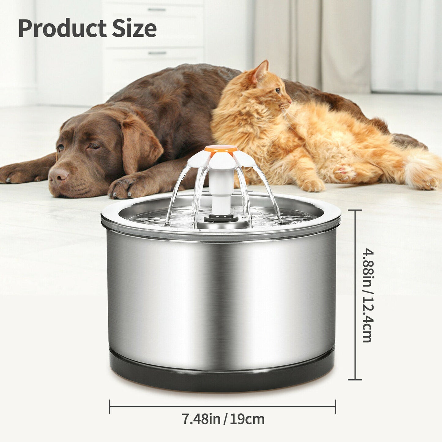 Automatic Pet Water Fountain Dog Cat Stainless Steel Feeder Bowl Dispenser