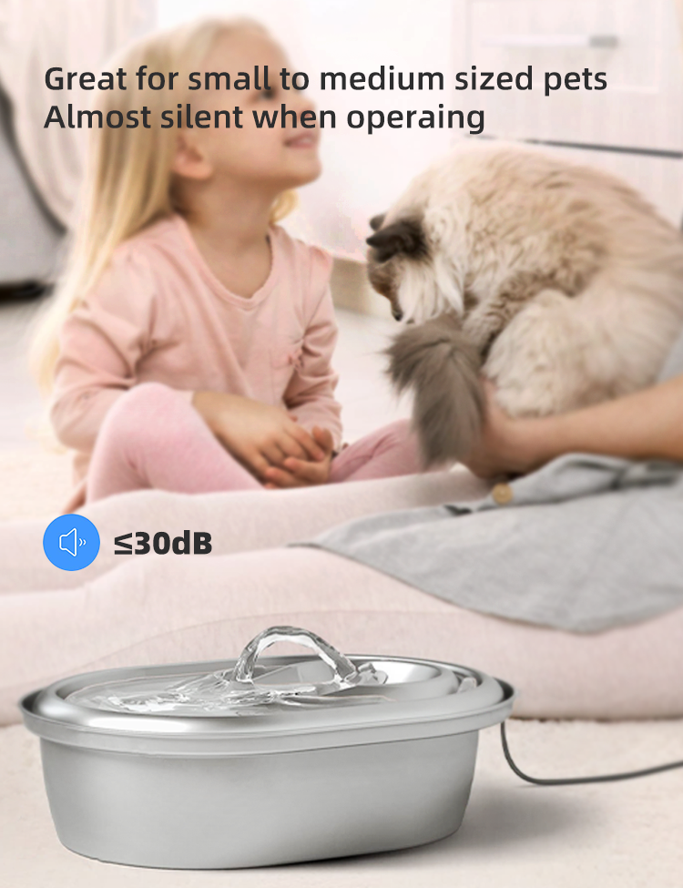 Pet Water Fountain 2L Automatic Dog Cat Stainless Steel Feeder Bowl Dispenser