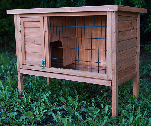 YES4PETS Single Wooden Pet Rabbit Hutch Guinea Pig Cage with Slide out Tray