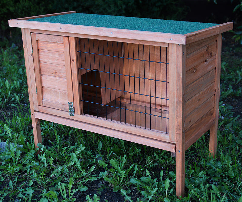 Rabbit Hutch Single Wooden Pet Guinea Pig Cage with Slide-Out Tray