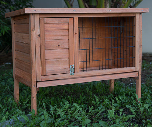 Rabbit Hutch Single Wooden Pet Guinea Pig Cage with Slide-Out Tray