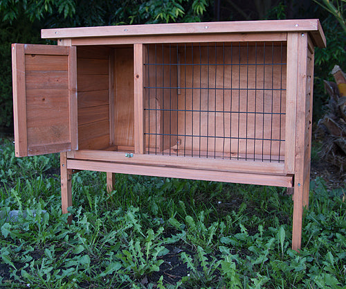 Single Wooden Pet Rabbit Hutch Guinea Pig Cage with Slide out Tray