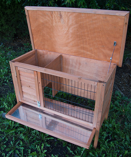 Rabbit Hutch Single Wooden Pet Guinea Pig Cage with Slide-Out Tray