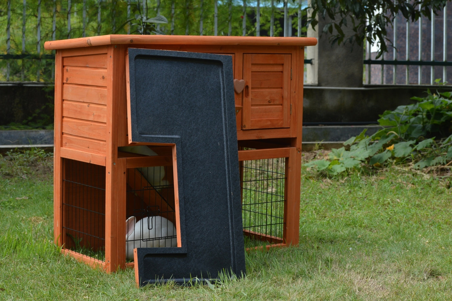 Rabbit Hutch Double Storey Guinea Pig Ferret Cage with Pull Out Tray