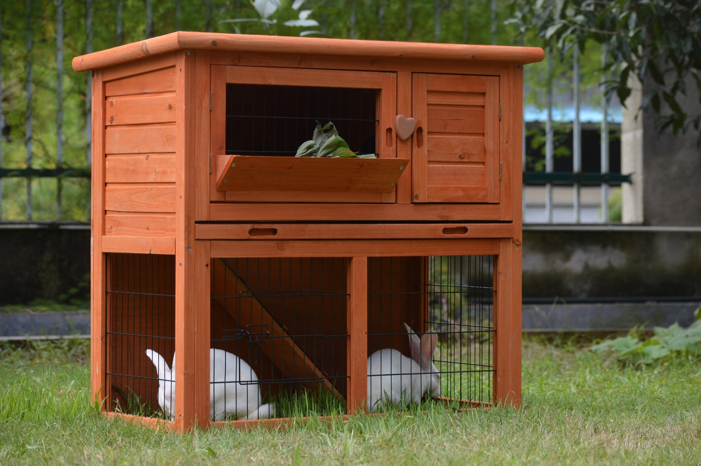 Rabbit Hutch Double Storey Guinea Pig Ferret Cage with Pull Out Tray