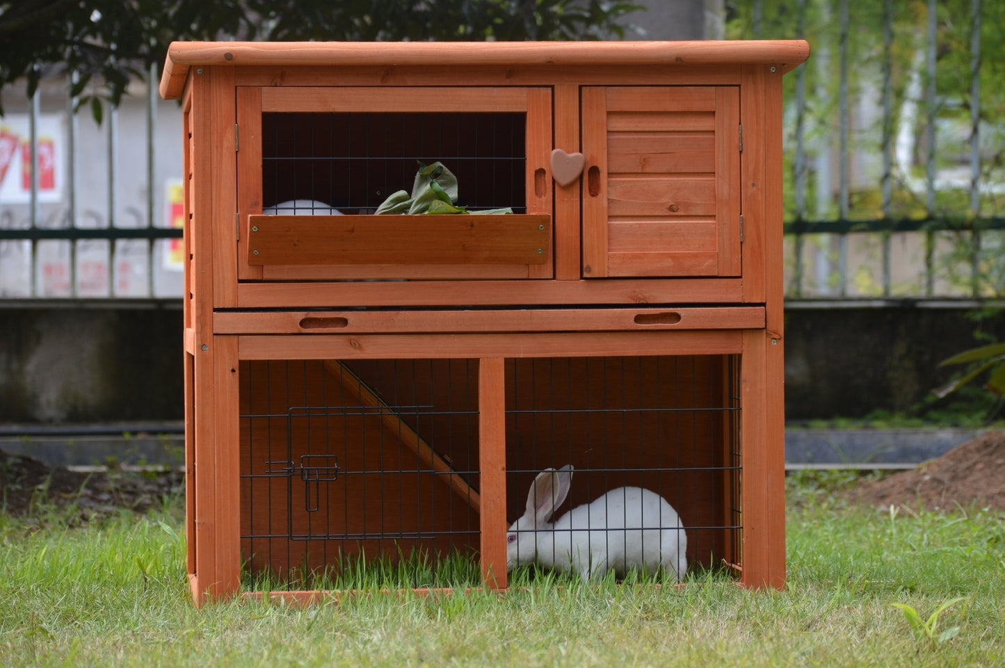 Rabbit Hutch Double Storey Guinea Pig Ferret Cage with Pull Out Tray