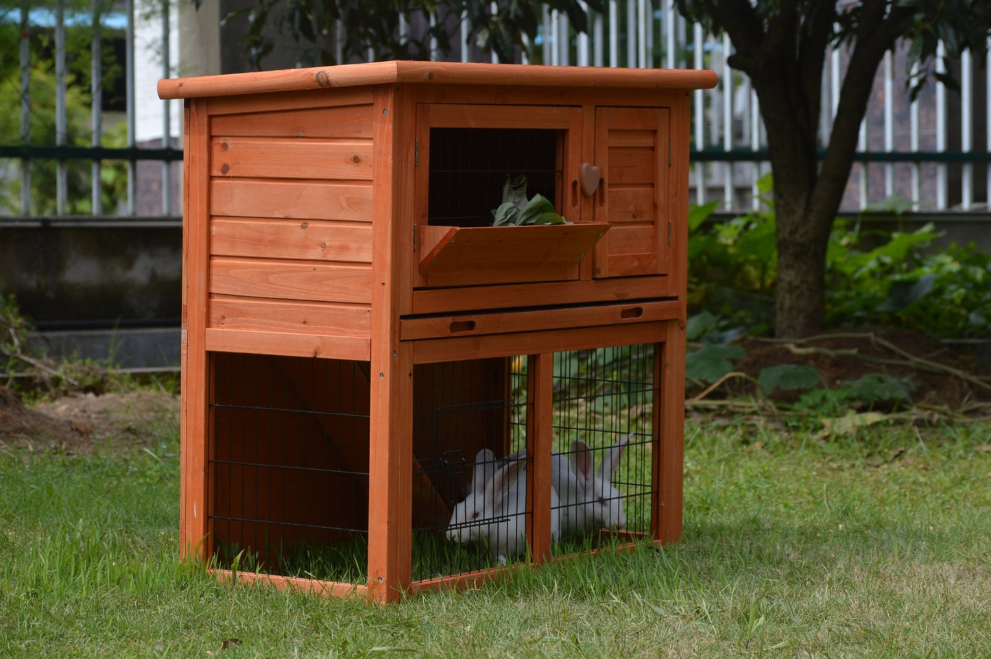 Rabbit Hutch Double Storey Guinea Pig Ferret Cage with Pull Out Tray