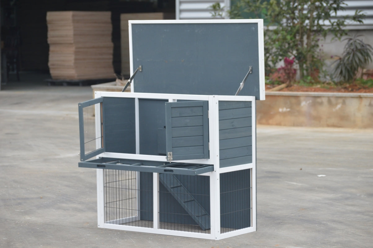 Double Storey Rabbit Hutch Guinea Pig Cage Ferret Cage with Pull Out Tray