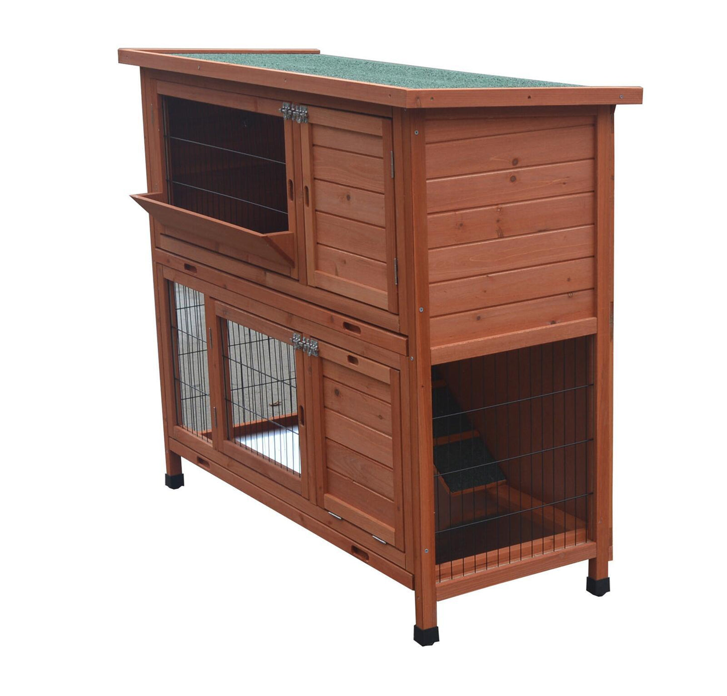 Rabbit Hutch 120cm XL Double Storey Guinea Pig Ferret Cat Cage with Pull Out Tray