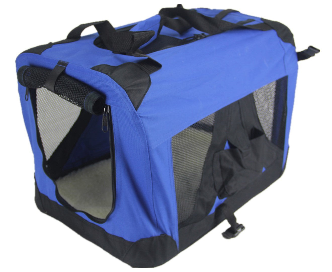 Small Portable Foldable Dog Cat Puppy Soft Crate Cage-Blue