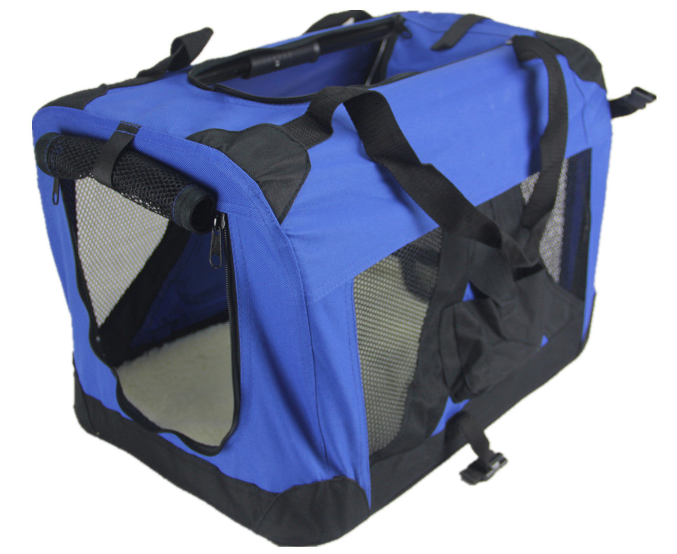 Small Portable Foldable Dog Cat Puppy Soft Crate Cage-Blue