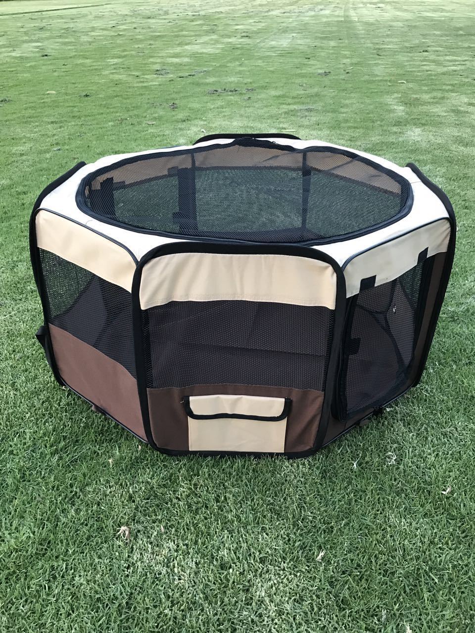 Medium Pet Dog Cat Puppy Rabbit Tent Soft Playpen Brown