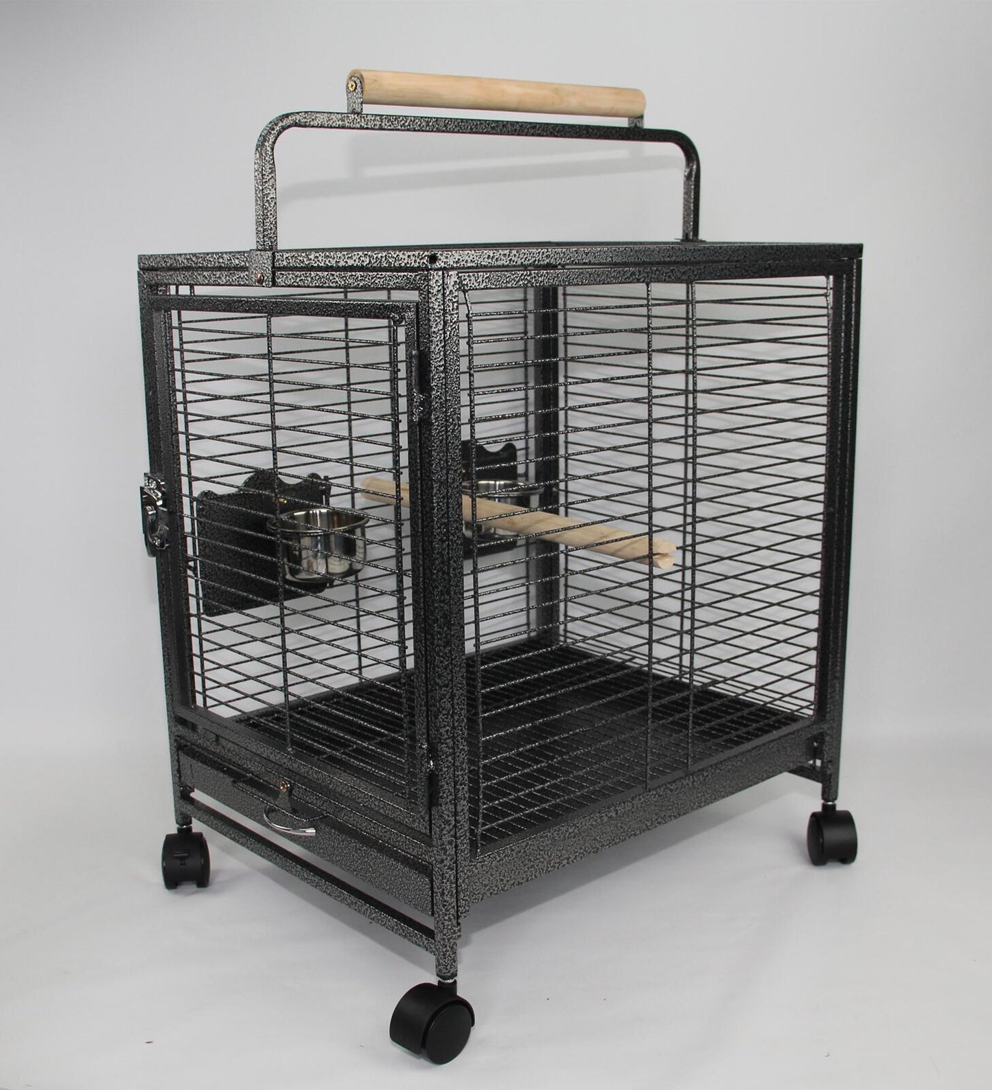 Bird Transport Cage Small Budgie Parrot Aviary Carrier with Wheel