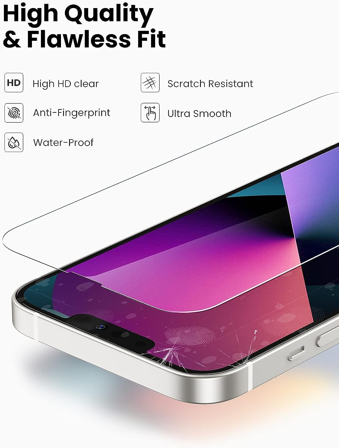 UGREEN 80969 Full Coverage HD Tempered Glass Screen Protector with Precise-Align Applicator