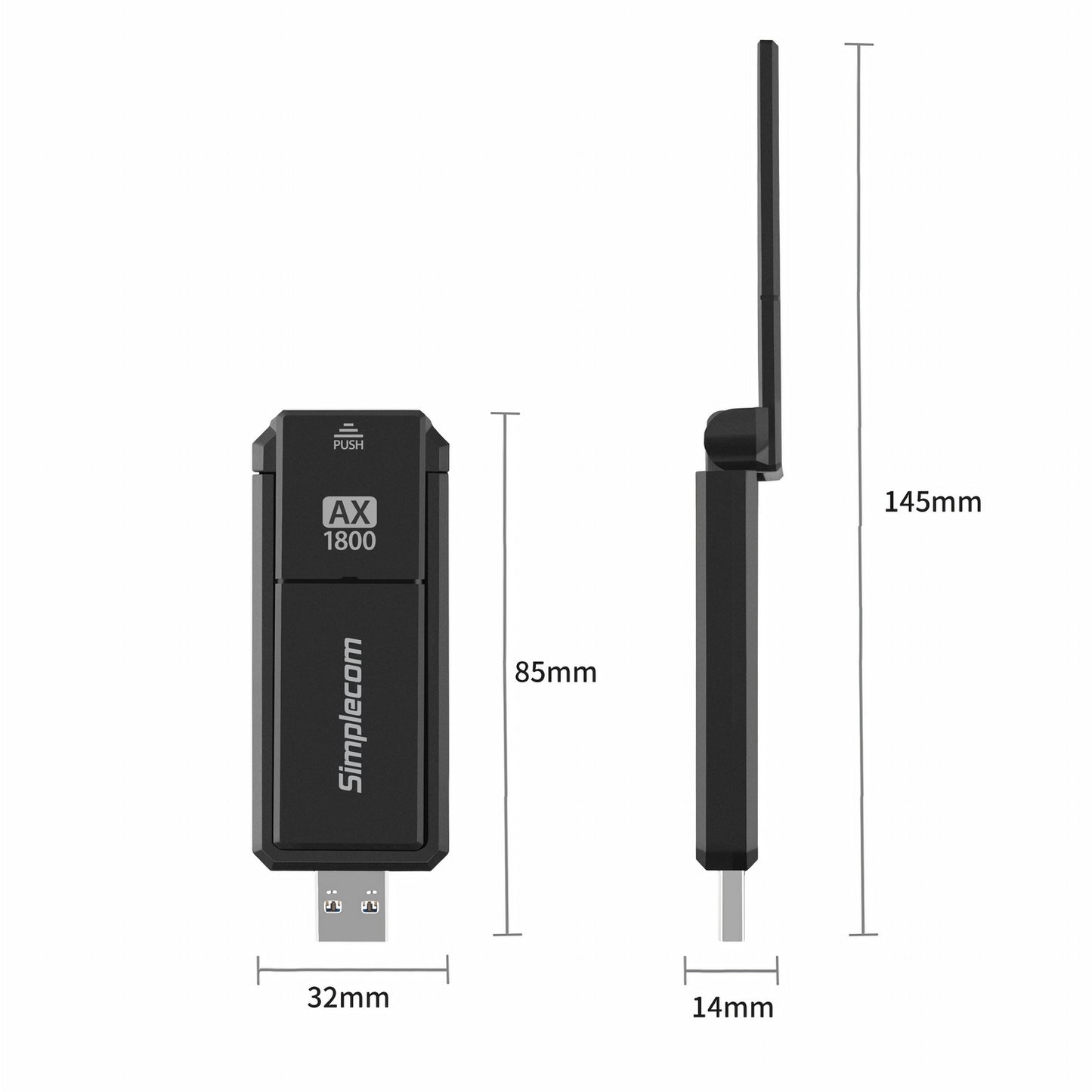 NW812 AX1800 Dual Band WiFi 6 USB Adapter with Foldable Antenna