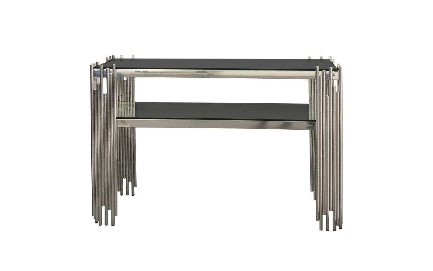 Chelsea Silver Console Table - Black Glass