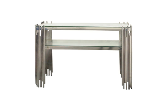 Chelsea Silver Console Table - Clear Glass