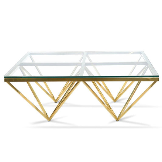 Pyramid Gold Square Coffee table - Clear Glass