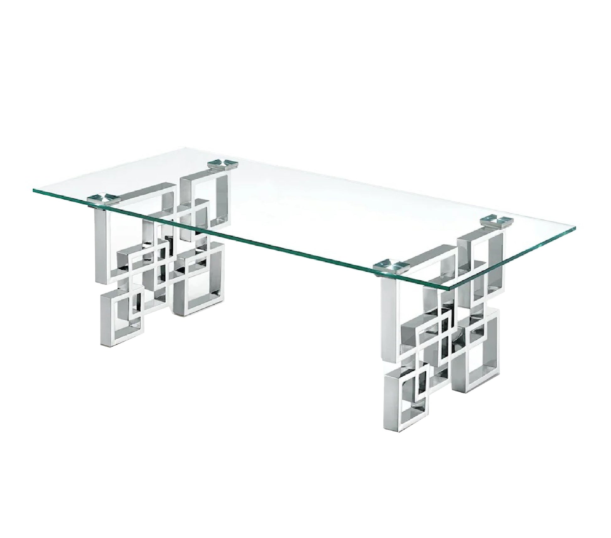 Royale Silver Coffee Table - Clear Glass