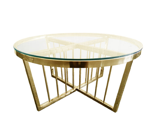 Salina Coffee Table 80cm Gold Base -Clear Glass