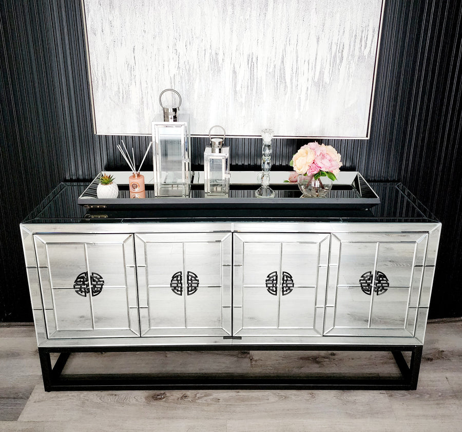 Athens Mirrored Buffet Table Black