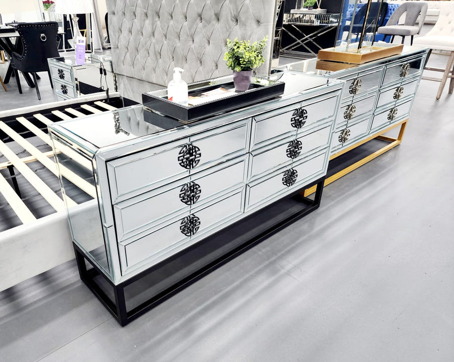 Athens Mirrored Dresser Table Black