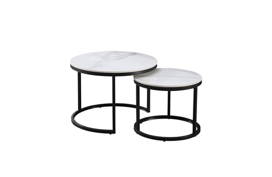 Nesting Style Coffee Table - White on Black - 60cm/40cm
