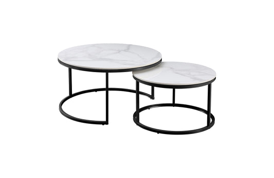 Nesting Style Coffee Table - White on Black 80cm/60cm