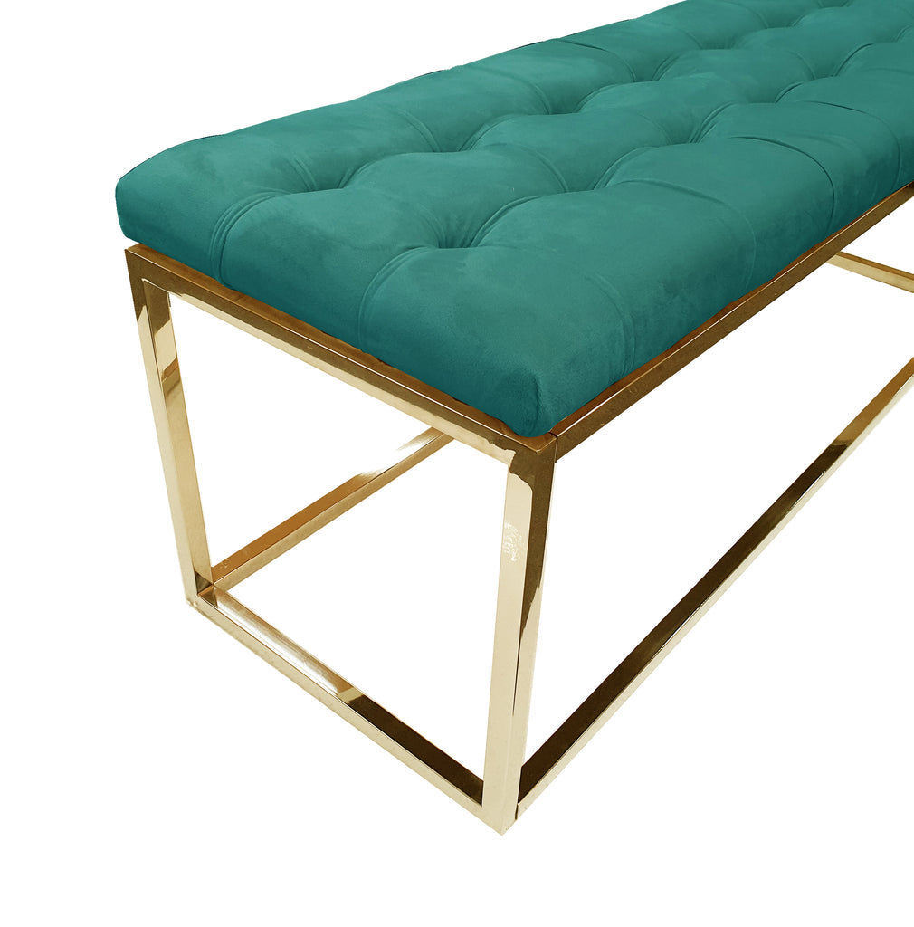 Holly Ottoman Gold Base - Green Seat