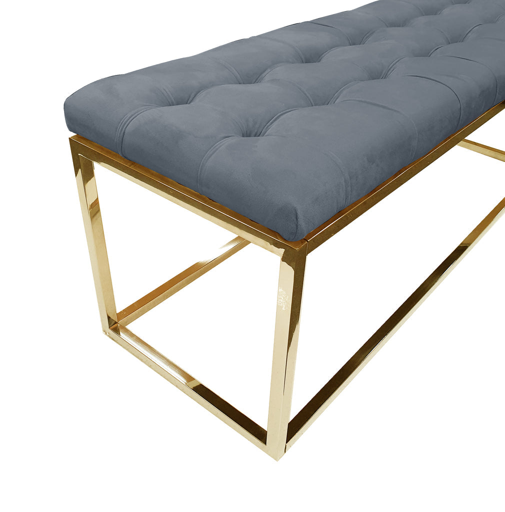 Holly Ottoman Gold Base - Dark Grey Seat