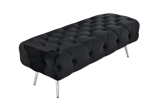 Shirley Ottoman Black Velvet