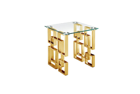 Royale Gold Side Table - White Marble