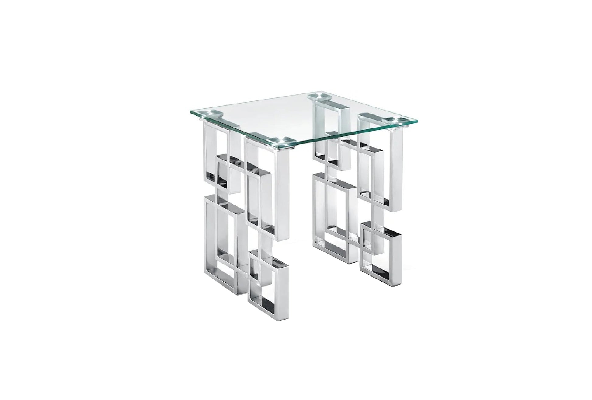 Royale Silver Side Table -Clear Glass