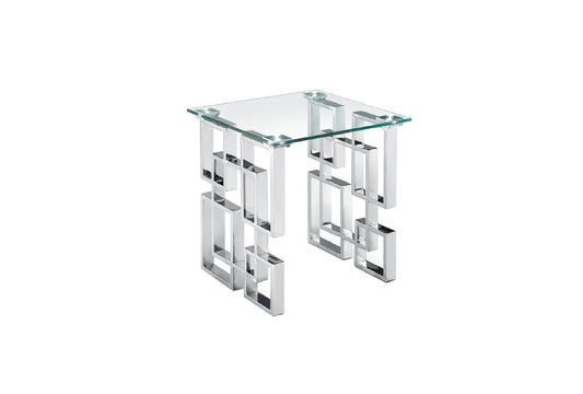 Royale Silver Side Table - White Marble