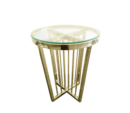 Salina Side Table 45cm Gold Base - Clear Glass